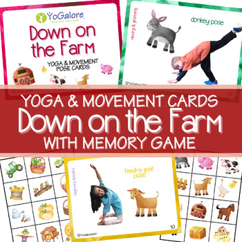 Preview of Farm Theme Yoga & Movement Cards with Memory Game