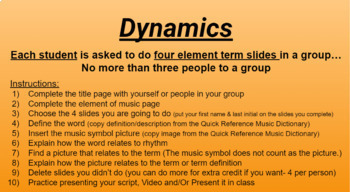 Preview of Distance Learning: Dynamics Slide- Elements of Music Word Wall  