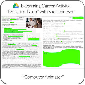 Preview of Distance Learning - E-Learning Career Activity - Computer Animator