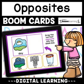 Preview of Distance Learning ELA Games | Opposites BOOM Cards