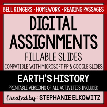 Preview of Earth's History Digital Assignments | Distance Learning & Digital Classrooms