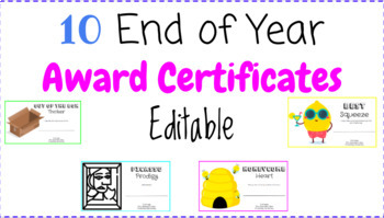 Preview of Distance Learning Editable End of Year Awards