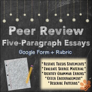 Preview of Distance Learning Editable Peer Review Google Form: Five-Paragraph Essays