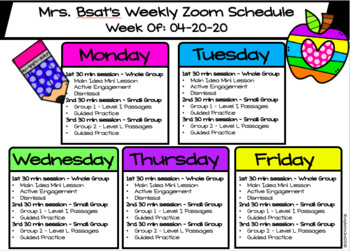 Preview of Distance Learning - Editable Weekly Schedule