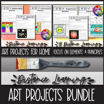 Preview of Distance Learning Art Activities, Elementary Art Lessons Bundle