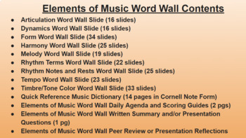 Preview of Distance Learning: Elements of Music Word Wall Slide Project