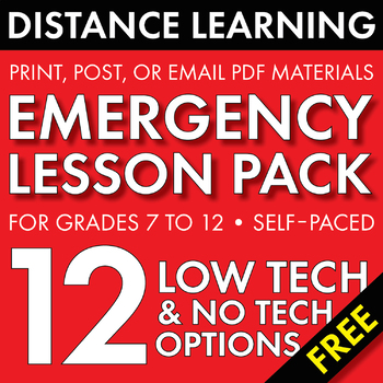 Preview of Distance Learning Emergency Lessons, 12 Home Study E-Learning English Activities