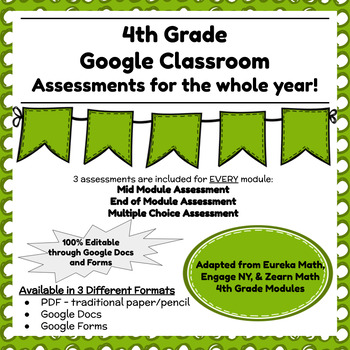 Preview of Digital & Printable Engage NY Grade 4 Math Assessments Bundle