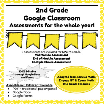 Preview of Digital & Printable Engage NY Grade 2 Math Assessments Bundle