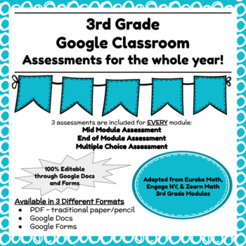 Preview of Digital & Printable Engage NY Grade 3 Math Assessments Bundle