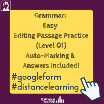 Preview of Distance Learning: English Grammar: Easy Editing Passage Level 01