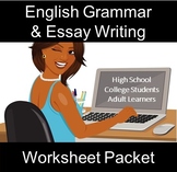 English Grammar & Essay Writing Worksheet Packet: Distance Learning