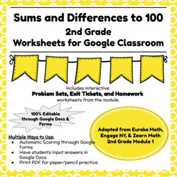 Preview of Digital & Printable Engage NY Grade 2 Module 1 Problem Sets, Exit Tickets, & HW