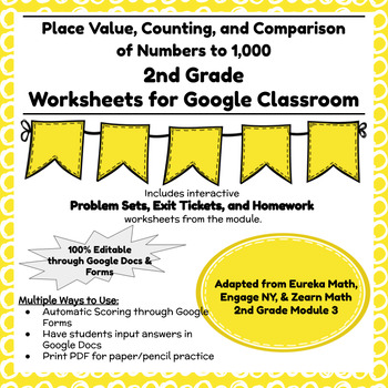 Preview of Digital & Printable Engage NY Grade 2 Module 3 Problem Sets, Exit Tickets, & HW