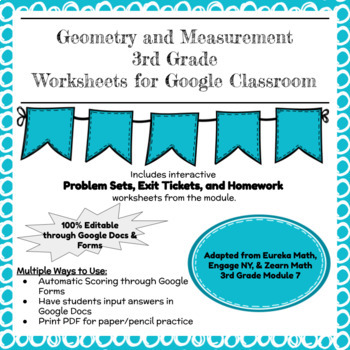Preview of Digital & Printable Engage NY Grade 3 Module 7 Problem Sets, Exit Tickets, & HW