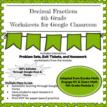 Preview of Digital & Printable Engage NY Grade 4 Module 6 Problem Sets, Exit Tickets, & HW