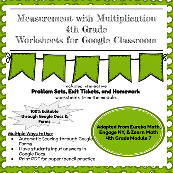 Preview of Digital & Printable Engage NY Grade 4 Module 7 Problem Sets, Exit Tickets, & HW