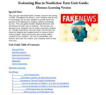 Preview of Distance Learning! Evaluating Bias in Nonfiction Texts