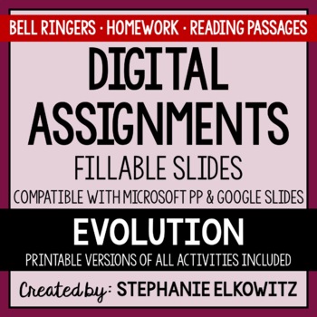 Preview of Evolution Digital Assignments | Distance Learning & Digital Classrooms