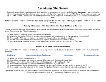 Preview of Examining Film Scores Activity