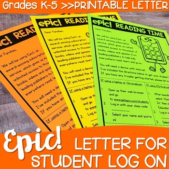 Preview of Distance Learning Family Letter for Epic! Books {Digital Learning}