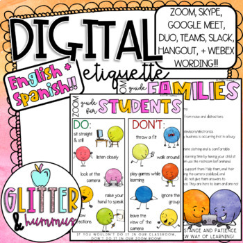 Preview of Distance Learning Family and Student Guide | DIGITAL ETIQUETTE Virtual Classroom