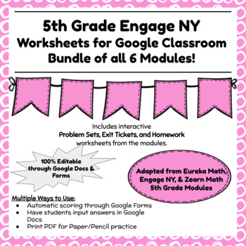 Preview of Digital & Printable EngageNY Grade 5 Math Problem Sets, Exit Tickets, & Homework