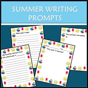 Preview of Digital Learning Five End of Year Activities Summer Writing Prompts