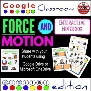 Preview of Distance Learning Force and Motion Google Drive Interactive Notebook