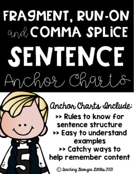 Preview of Distance Learning: Fragment, Run-On and Comma Splice Sentence [ Anchor Charts]