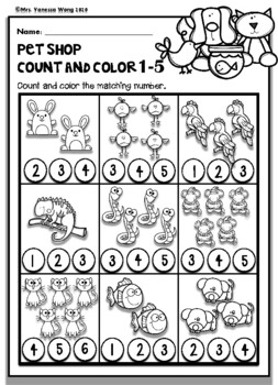 Distance Learning Free Kindergarten Math Numbers 1-10 bundle by Mrs Wong