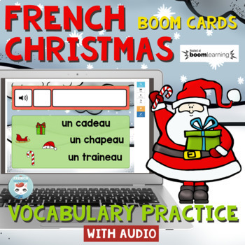 Preview of French Christmas Vocabulary Practice Activities FRENCH BOOM CARDS | Noël