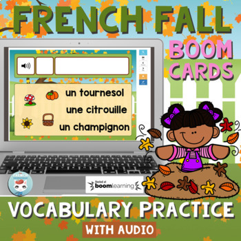 Preview of French Fall Vocabulary Activity with Audio French Boom Cards pour l'automne