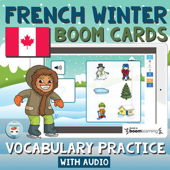 Preview of French Winter Vocabulary Practice with Audio French Boom Cards pour l'hiver