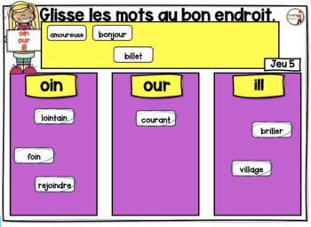 Distance Learning French Word Work Boom Cards Les Sons Oin Our Ill