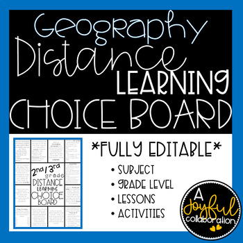Preview of Distance Learning Choice Board for Geography