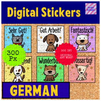 Preview of Distance Learning German Digital Stickers for Seesaw or Google Apps 0062