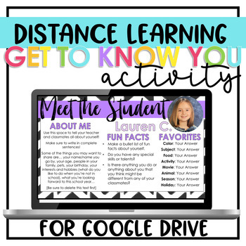 Preview of Distance Learning Get to Know You Activity: Meet the Teacher & Meet the Student