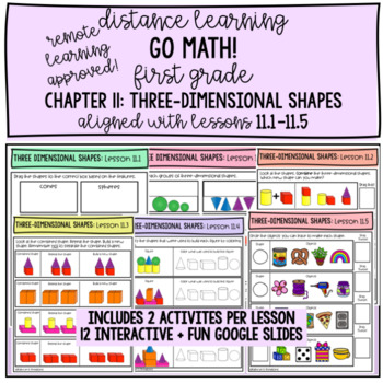 Preview of Distance Learning Go Math! First Grade Chapter 11: 3D Shapes Google Slides