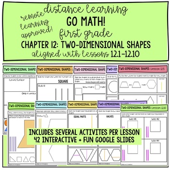Preview of Distance Learning Go Math! First Grade Chapter 12: 2D Shapes Google Slides