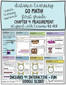 Preview of Distance Learning Go Math! First Grade Chapter 9: Measurement  Google Slides