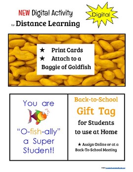 Preview of Fishy Gift Tag w/Activities for Back-to-School Meeting or Distance Learning