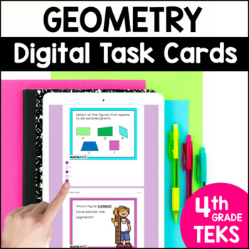 Preview of 4th Grade Geometry Review Task Cards - Geometry TEKS - Online STAAR Review