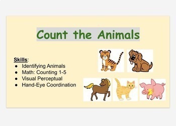 Preview of Distance Learning/Google Classroom: Count the Animals (Teaching & OT)