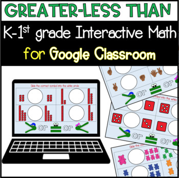 Preview of Distance Learning Google Classroom K-1 Greater Than-Less Than MATH!
