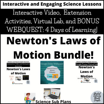 Preview of Newton's Laws of Motion Bundle - Interactive Video, Virtual Lab, and Webquest