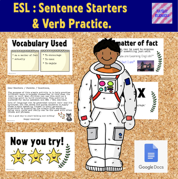 Preview of Distance Learning / Google Classroom / Online ESL Teaching - Sentence Starters