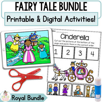 Preview of Royal Fairy Tale Digital Retell Bundle | Google™ Slides & Printable Activities