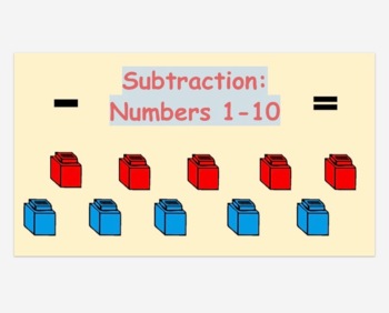 Preview of Distance Learning/Google Classroom: Subtraction- Numbers 1-10 (Teaching & OT)