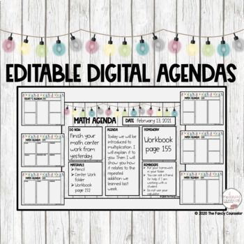 Preview of Distance Learning Google Slides™ Editable Daily Agendas Shiplap Porch Lights 